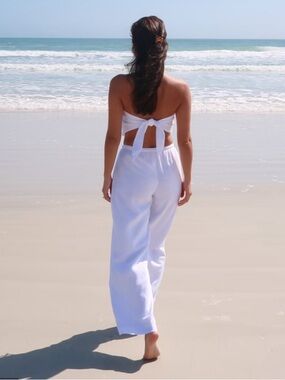 White Linen Scarf Matching Set